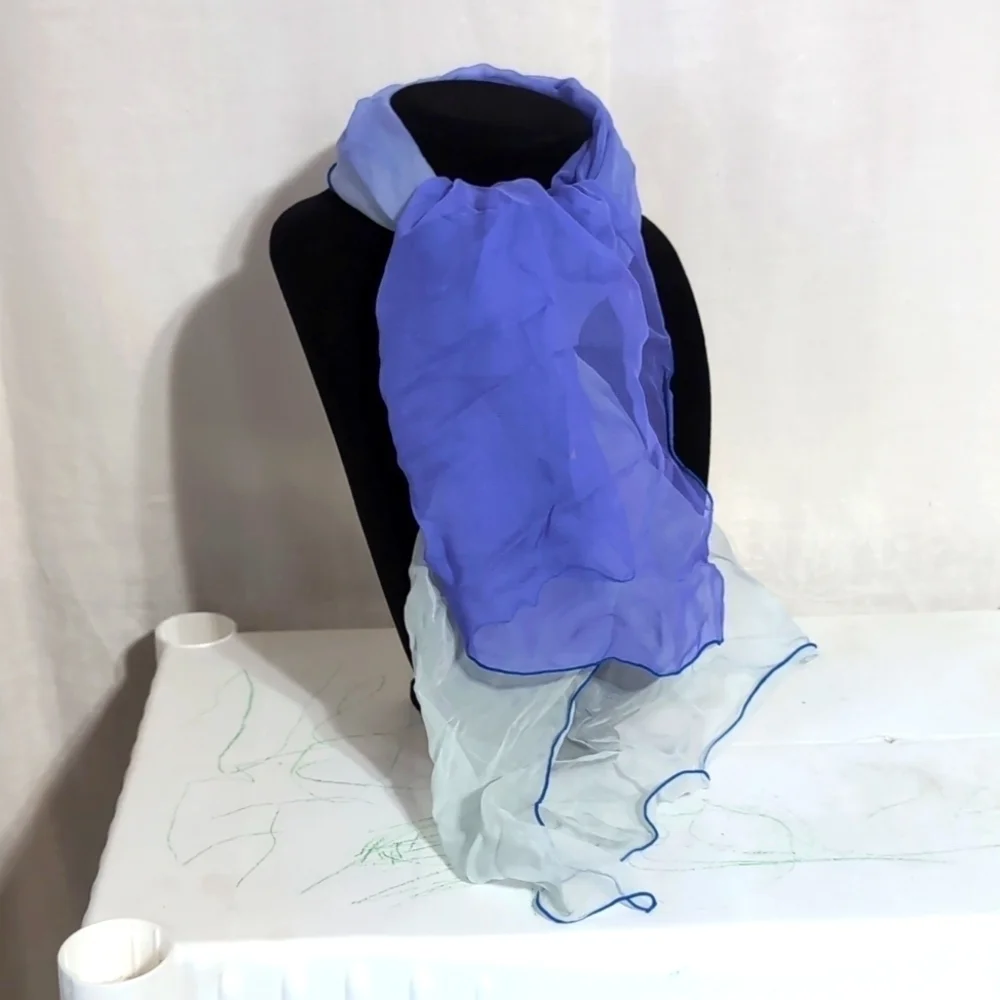 Vintage Blue Ombre Rectangle Scarf Sheer